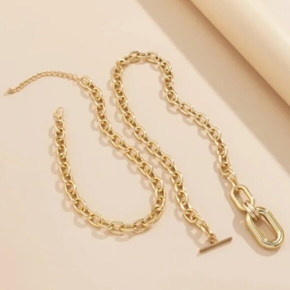 ZARA Gold Double Thickness Oval & Rectangle Link Chain Necklace - Picture 7 of 7
